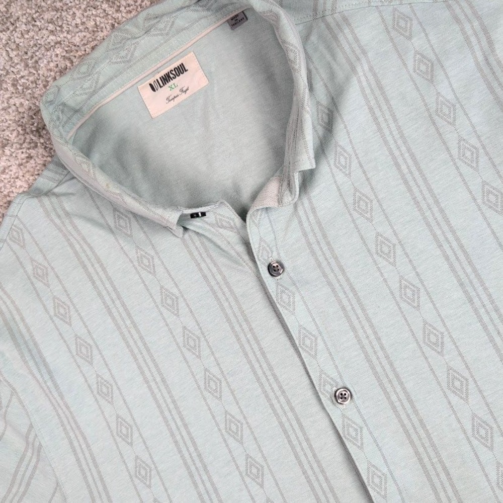 Linksoul Mens XL Tempus Fugit‎ Shirt Short Sleeve Button Down Patterned Casual